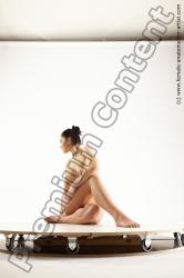 Nude Woman White Sitting poses - ALL Slim long black Sitting poses - simple Multi angle poses Pinup